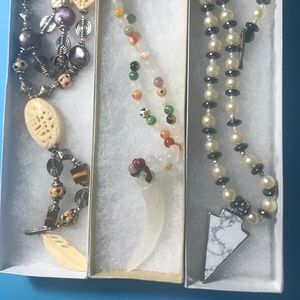 (3) Beaded necklaces